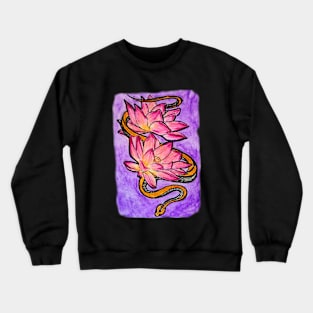 Pink Lotus, Orange Snake Crewneck Sweatshirt